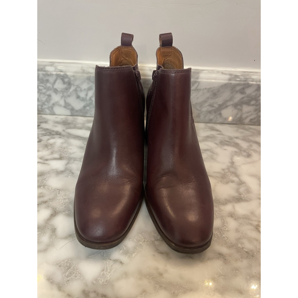 Size 8.5 Lucky Brand Women's Ankle Boot Debruh Wine Color Bootie, Block Heel - Picture 3 of 7